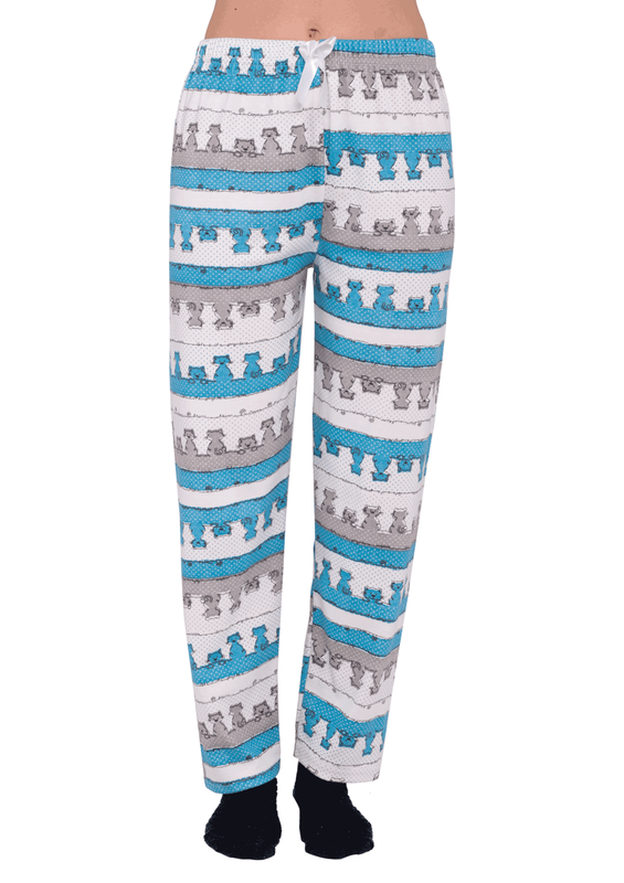 Simisso Boru Paça Çizgi Karakter Desenli Renkli Pijama Altı 355 | Mavi - Thumbnail