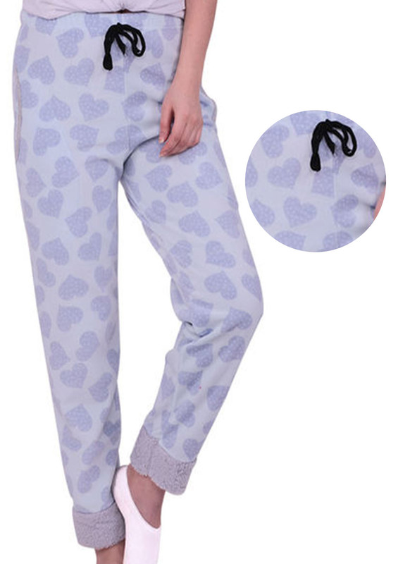 Simisso Kalp Desenli Polar Pijama Altı 882 | Mavi - Thumbnail