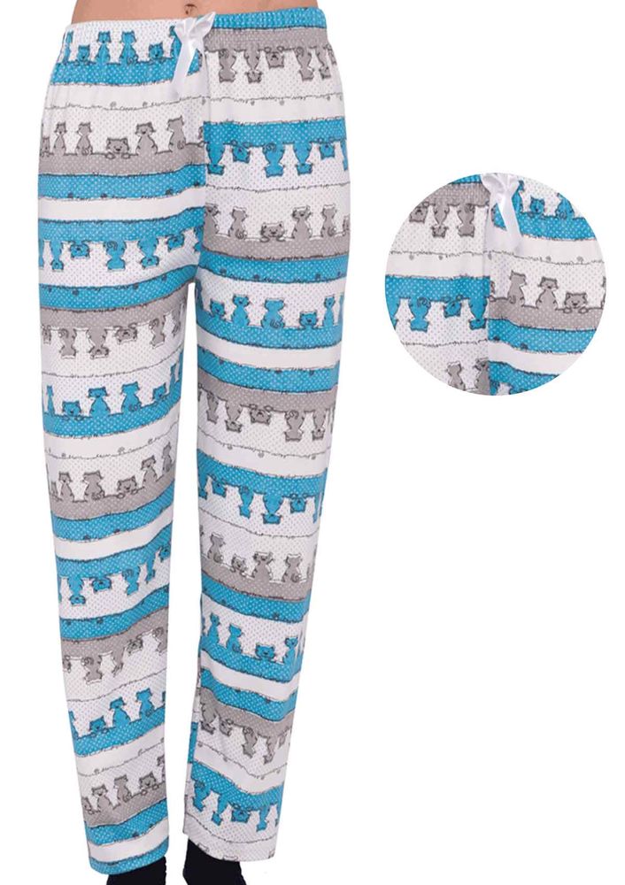 Simisso Boru Paça Çizgi Karakter Desenli Renkli Pijama Altı 355 | Mavi