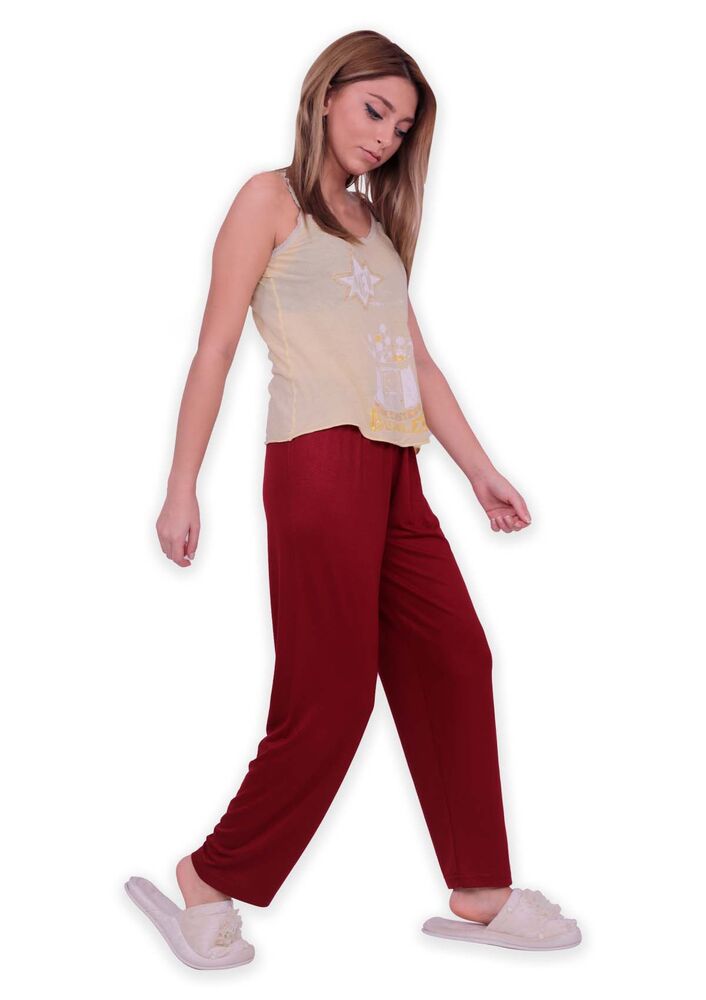 Beli Lastikli Kadın Pijama Altı | Bordo