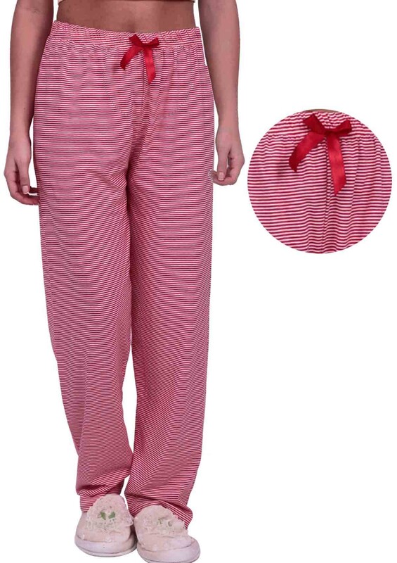 Çizgi Desenli Kadın Pijama Altı 003 | Kırmızı - Thumbnail