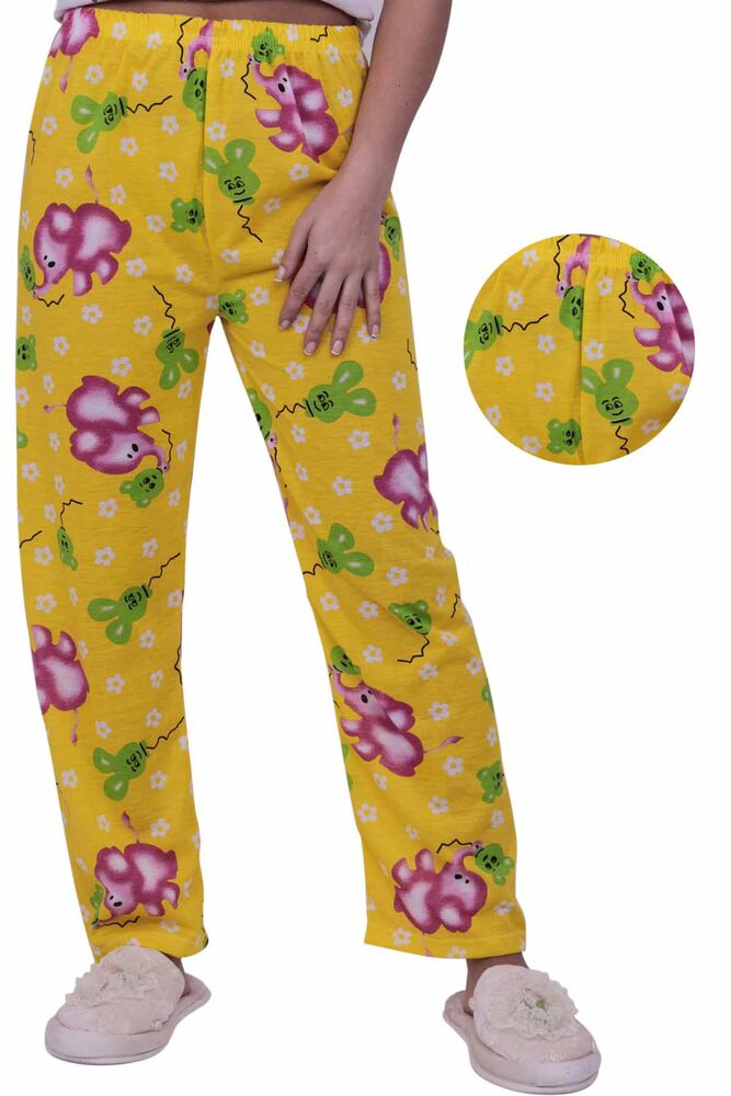 Fil Desenli Kadın Pijama Altı | Sarı