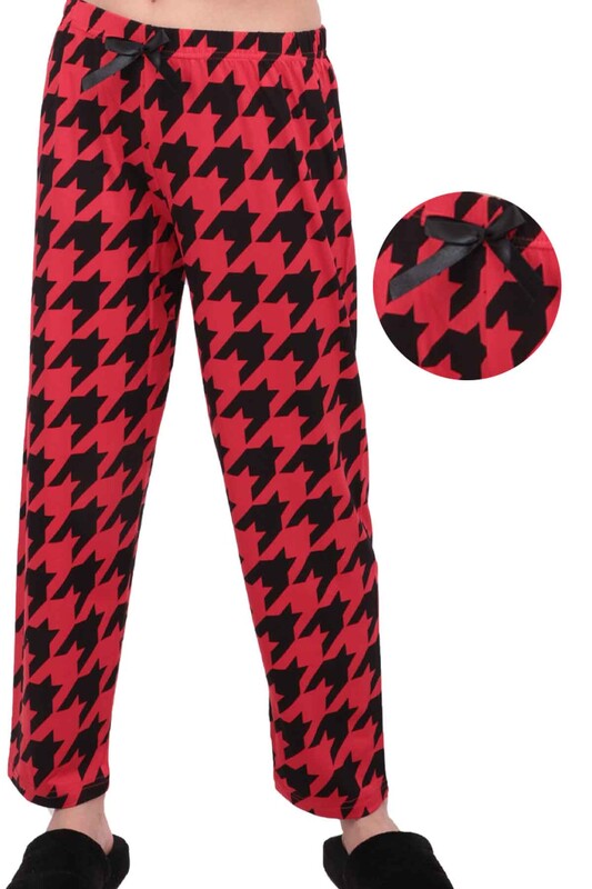 Geometrik Desenli Kadın Pijama Altı | Kırmızı - Thumbnail