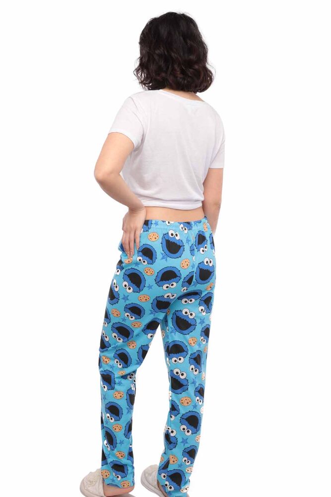 Kurabiye Canavarı Desenli Kadın Pijama Altı | Mavi