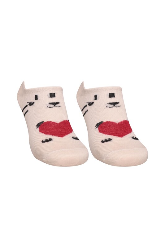 PİER VİO - Baskılı Kadın Sneakers Çorap 5504 | Bej