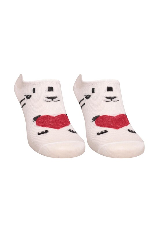 PİER VİO - Baskılı Kadın Sneakers Çorap 5504 | Beyaz