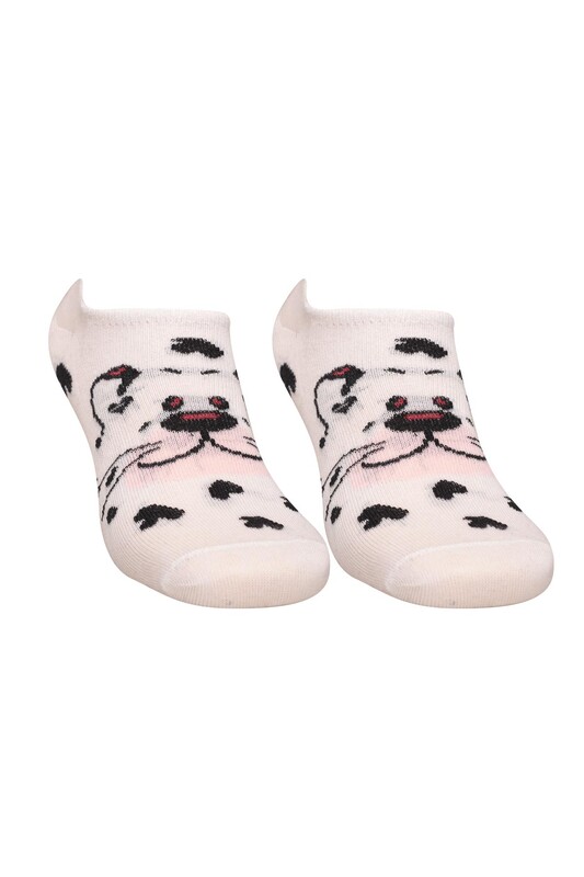 PİER VİO - Baskılı Kadın Sneakers Çorap 5504-2 | Beyaz
