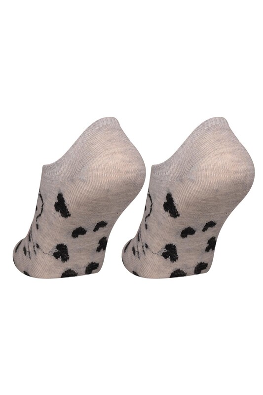 Baskılı Kadın Sneakers Çorap 5504-2 | Gri - Thumbnail