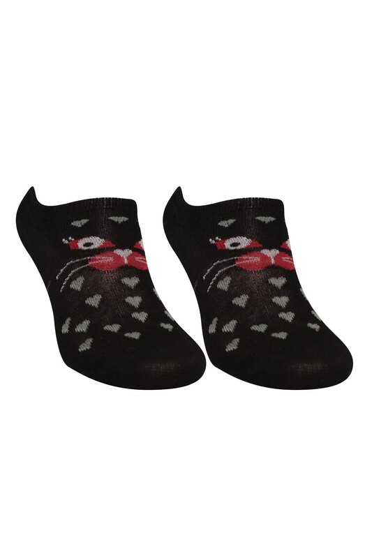 PİER VİO - Baskılı Kadın Sneakers Çorap 5504-3 | Siyah