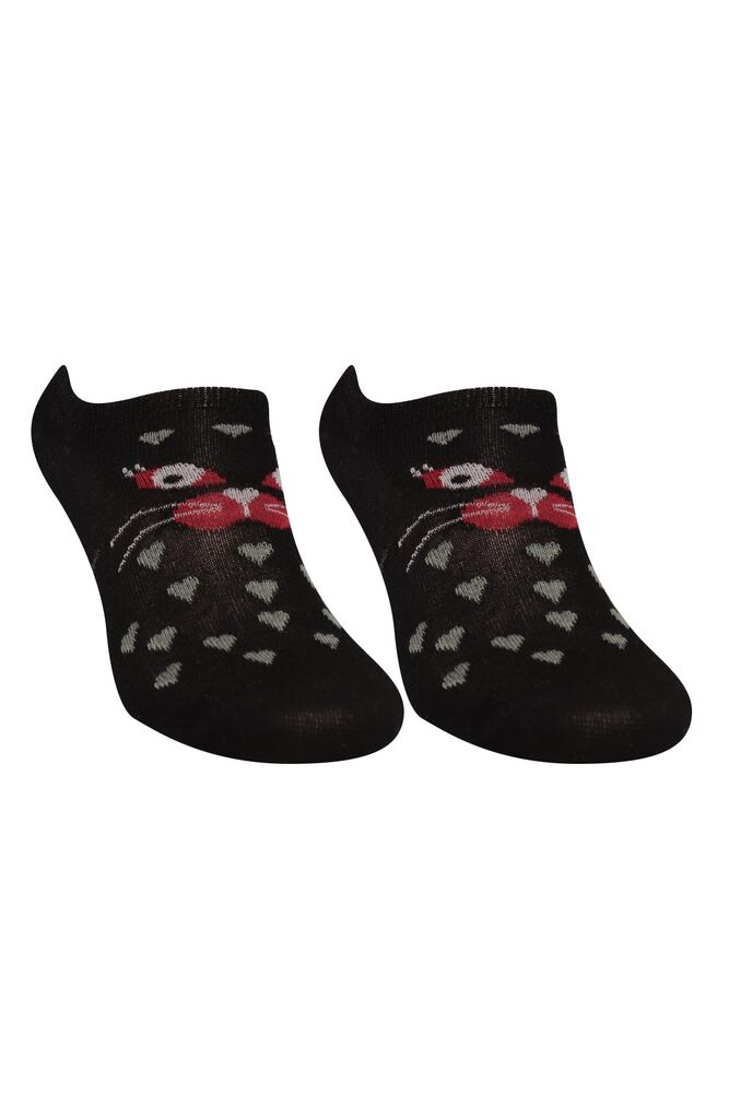 Baskılı Kadın Sneakers Çorap 5504-3 | Siyah