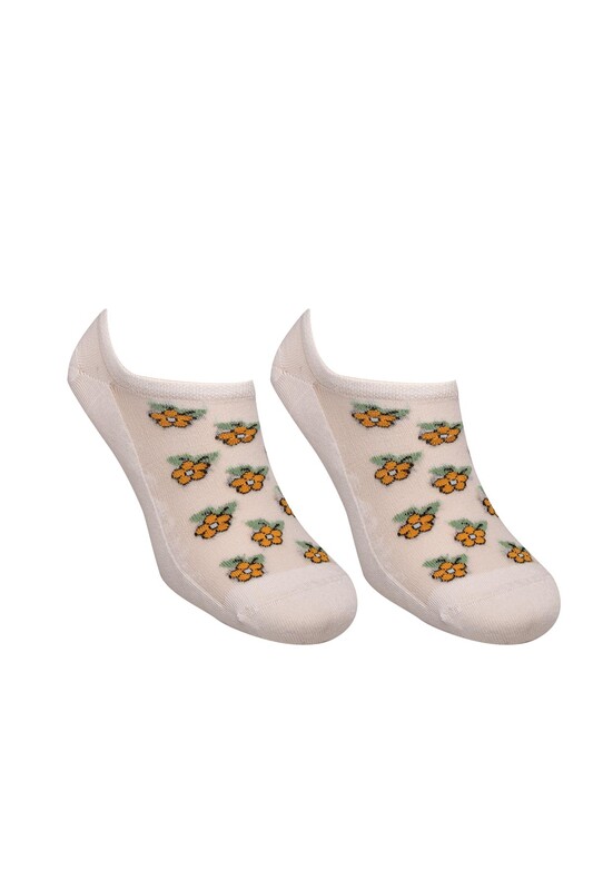 ROFF - Kadın Bambu Sneakers Desenli Çorap 27619 | Beyaz