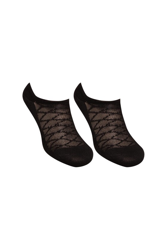 ROFF - Kadın Bambu Sneakers Desenli Çorap 27619 | Siyah