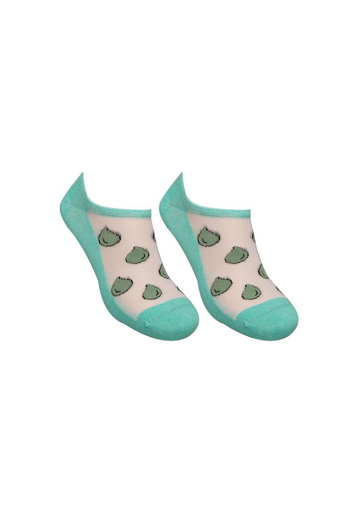 Kadın Bambu Sneakers Desenli Çorap 27619 | Su Yeşili