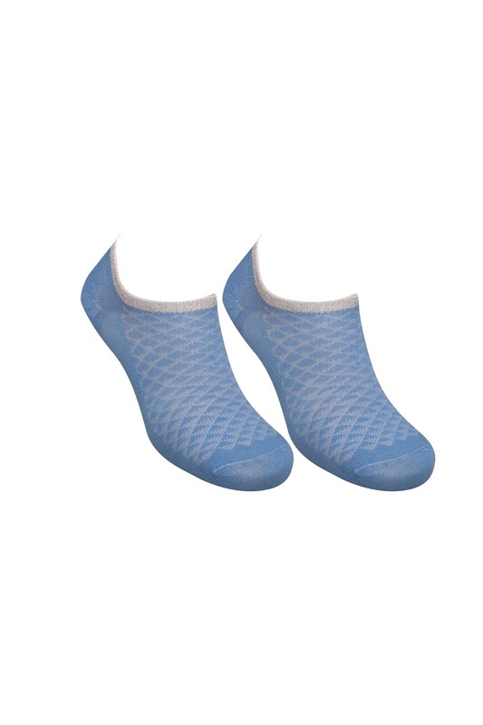 ROFF - Kadın Bambu Sneakers Desenli Çorap 27603 | Mavi