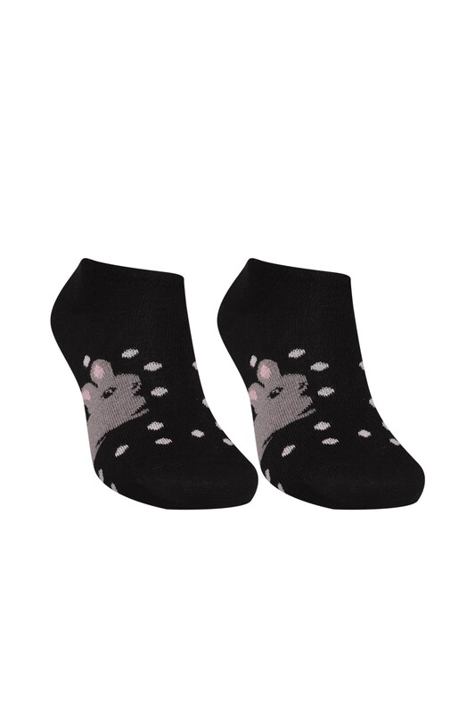 SOFT - Tavşan Baskılı Kadın Sneakers Çorap 8215 | Füme