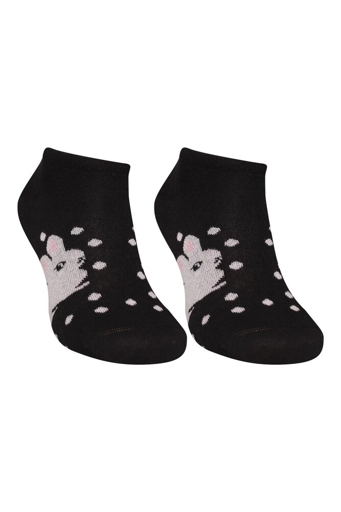 Tavşan Baskılı Kadın Sneakers Çorap 8215 | Gri