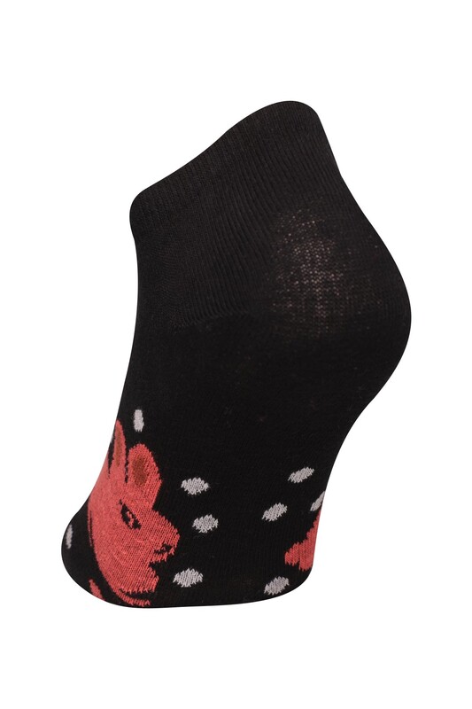 Tavşan Baskılı Kadın Sneakers Çorap 8215 | Nar Çiçeği - Thumbnail