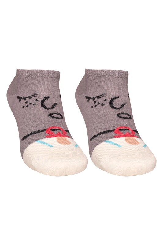 SOFT - Figürlü Kadın Sneakers Çorap 8115 | Füme