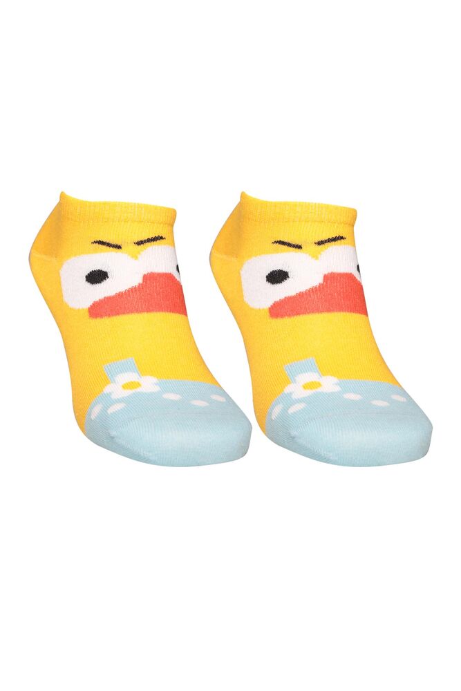 Figürlü Kadın Sneakers Çorap 8115 | Sarı