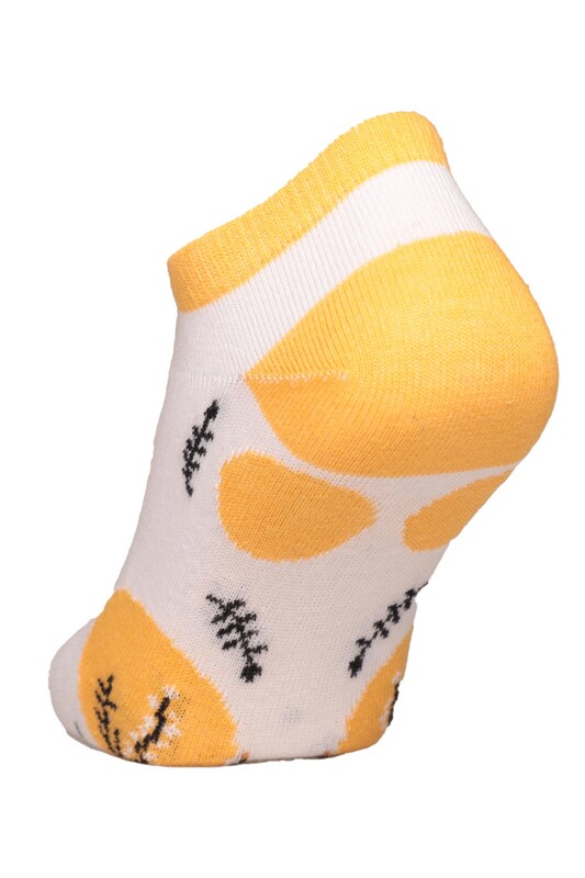 Baskılı Kadın Sneakers Çorap 8116 | Sarı - Thumbnail