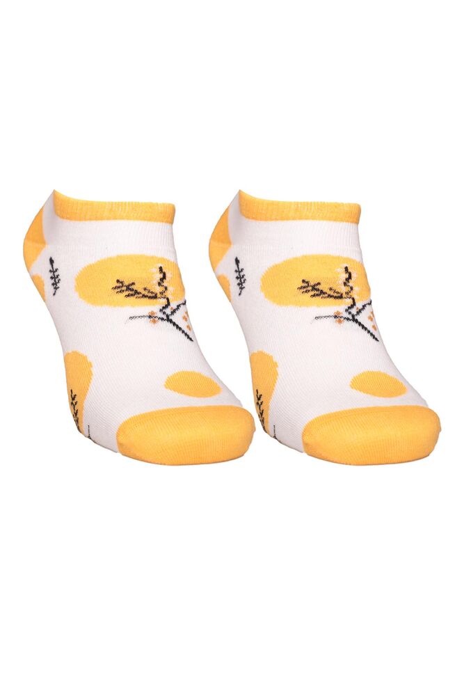 Baskılı Kadın Sneakers Çorap 8116 | Sarı
