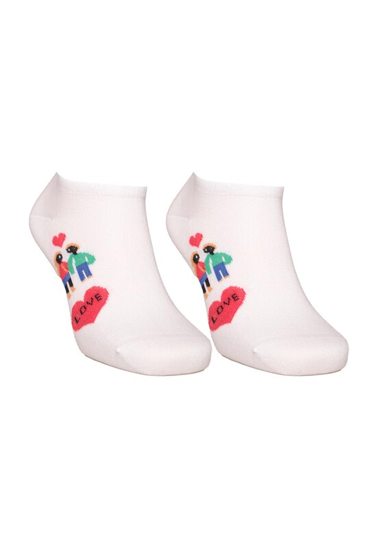 SOFT - Love Baskılı Kadın Sneakers Çorap 8102 | Beyaz