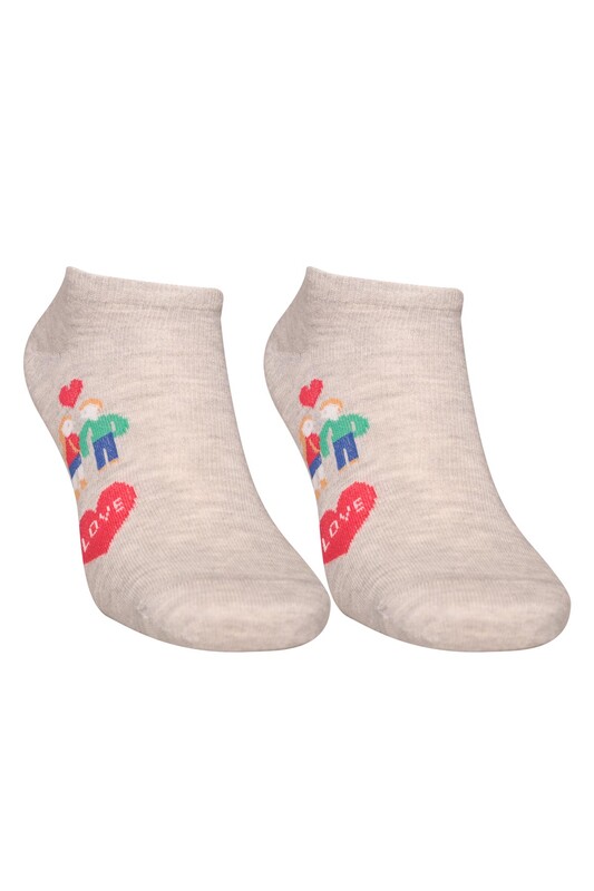 SOFT - Love Baskılı Kadın Sneakers Çorap 8102 | Gri