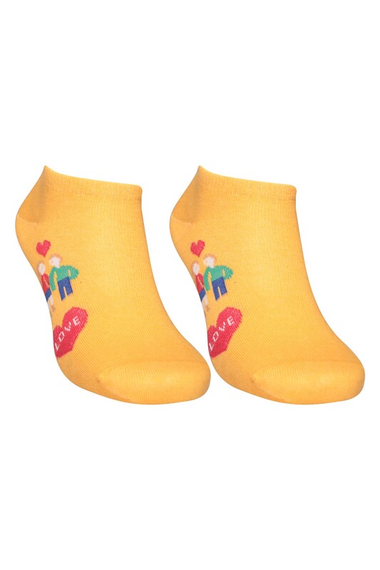 SOFT - Love Baskılı Kadın Sneakers Çorap 8102 | Sarı