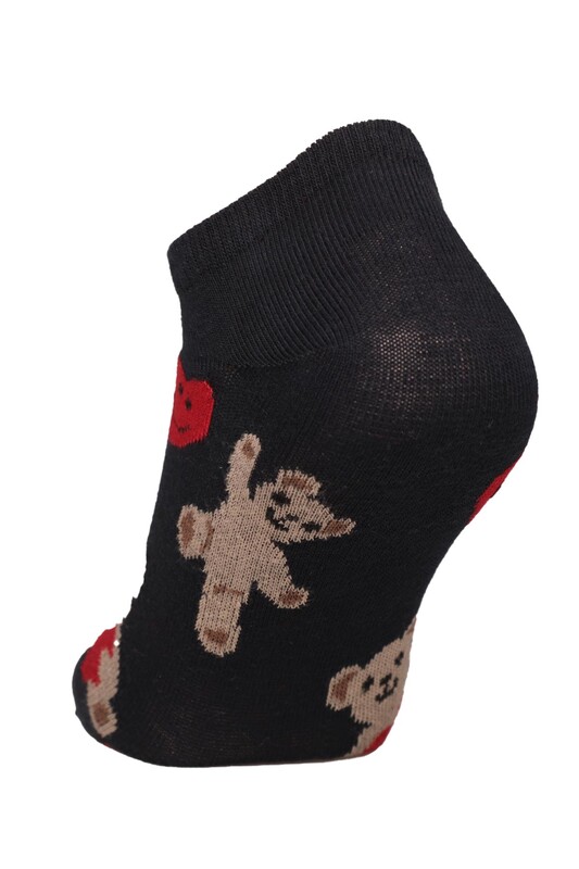 Ayıcık Baskılı Kadın Sneakers Çorap 8107 | Lacivert - Thumbnail