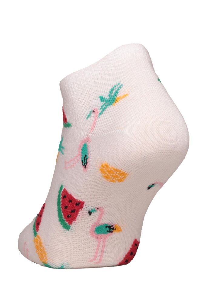 Meyve Baskılı Kadın Sneakers Çorap 1303 | Beyaz