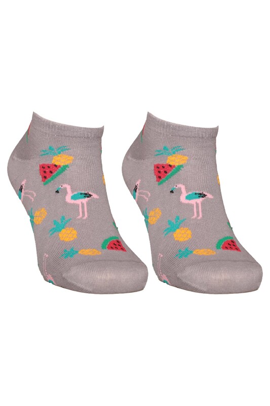 SOFT - Meyve Baskılı Kadın Sneakers Çorap 1303 | Gri