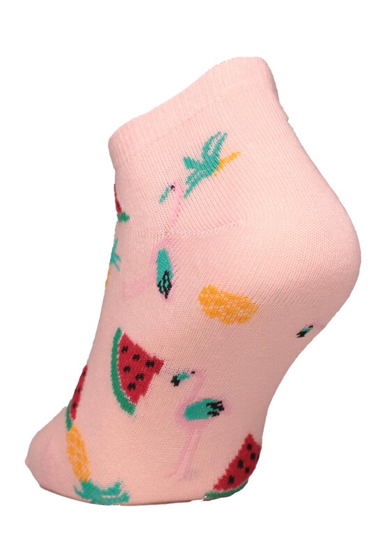 Meyve Baskılı Kadın Sneakers Çorap 1303 | Pembe - Thumbnail