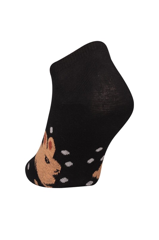 Tavşan Baskılı Kadın Sneakers Çorap 8215 | Hardal - Thumbnail