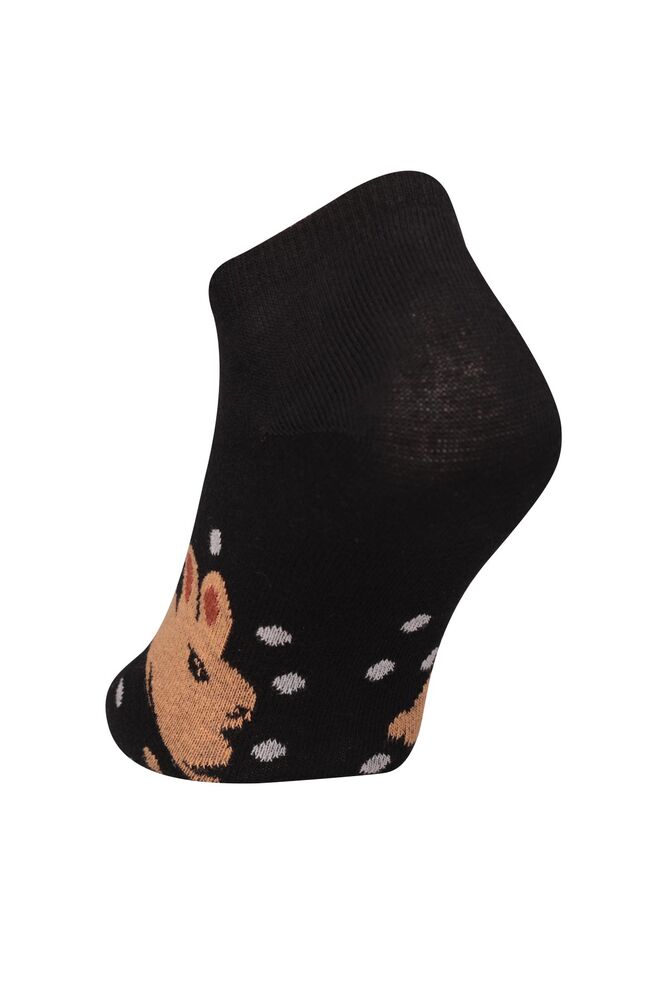 Tavşan Baskılı Kadın Sneakers Çorap 8215 | Hardal