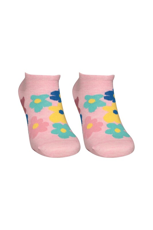 SOFT - Çiçek Baskılı Kadın Sneakers Çorap 8118 | Pembe