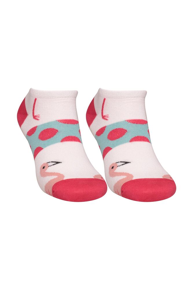 Flamingo Baskılı Kadın Sneakers Çorap 8122 | Kırmızı