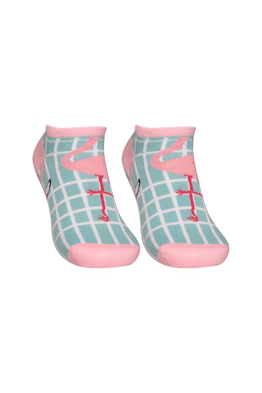 SOFT - Flamingo Baskılı Kadın Sneakers Çorap 8122 | Pembe