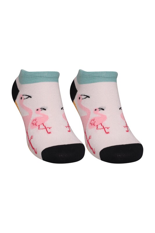 SOFT - Flamingo Baskılı Kadın Sneakers Çorap 8122 | Siyah