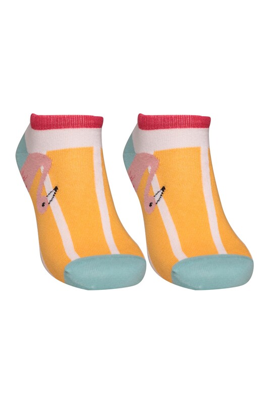 SOFT - Flamingo Baskılı Kadın Sneakers Çorap 8122 | Yeşil