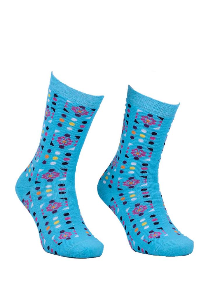 Ada Puantiyeli Desenli Havlu Çorap 4200 | Mavi