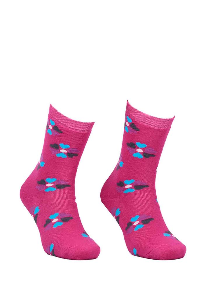Ada Çiçekli Havlu Çorap 4203 | Pembe