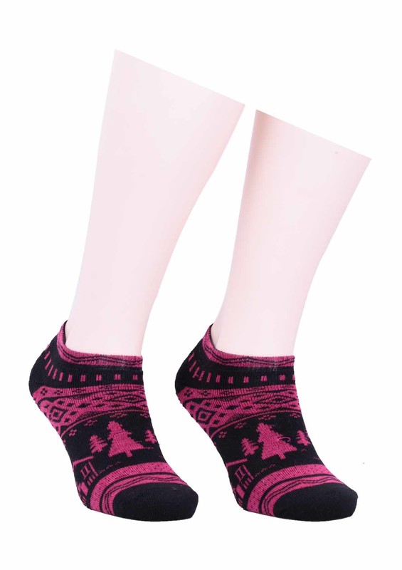 Arc Havlu Desenli Patik Çorap 213 | Fuşya - Thumbnail