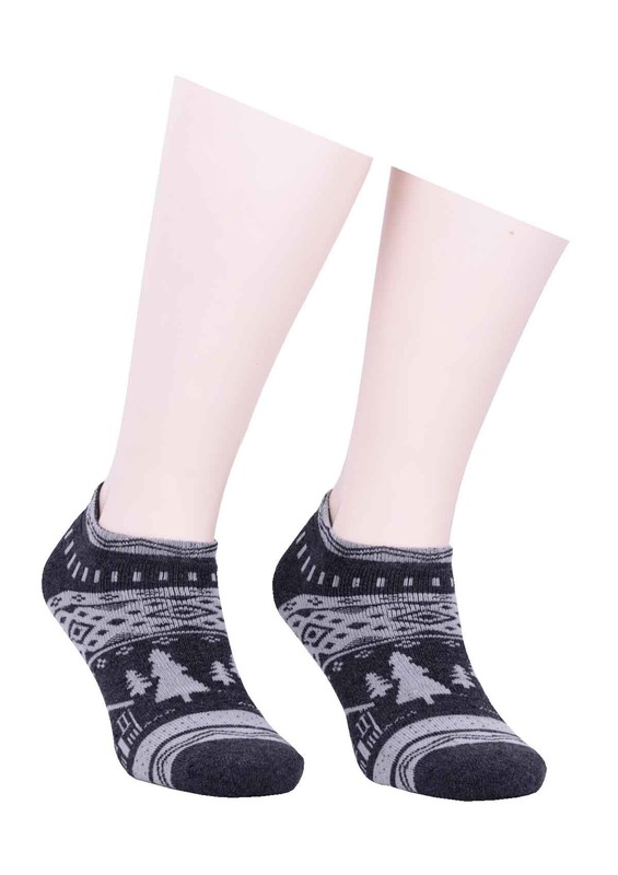 Arc Havlu Desenli Patik Çorap 213 | Füme - Thumbnail