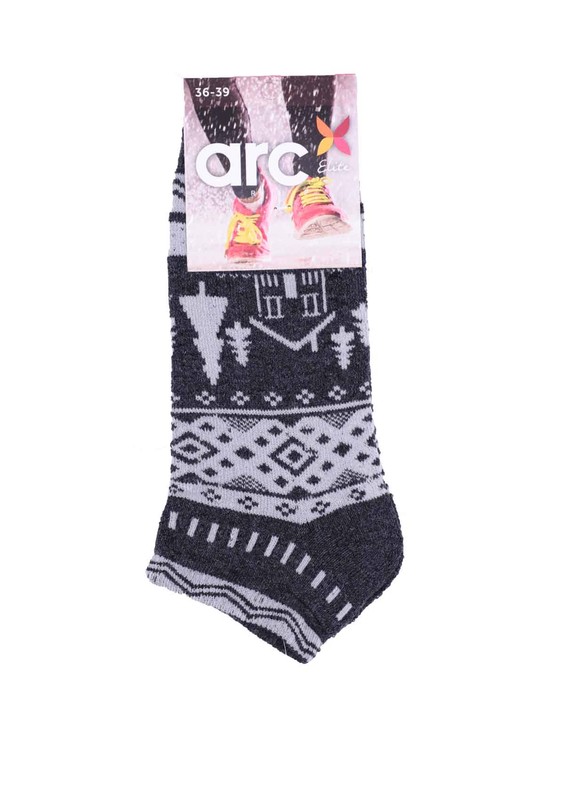 Arc Havlu Desenli Patik Çorap 213 | Füme - Thumbnail