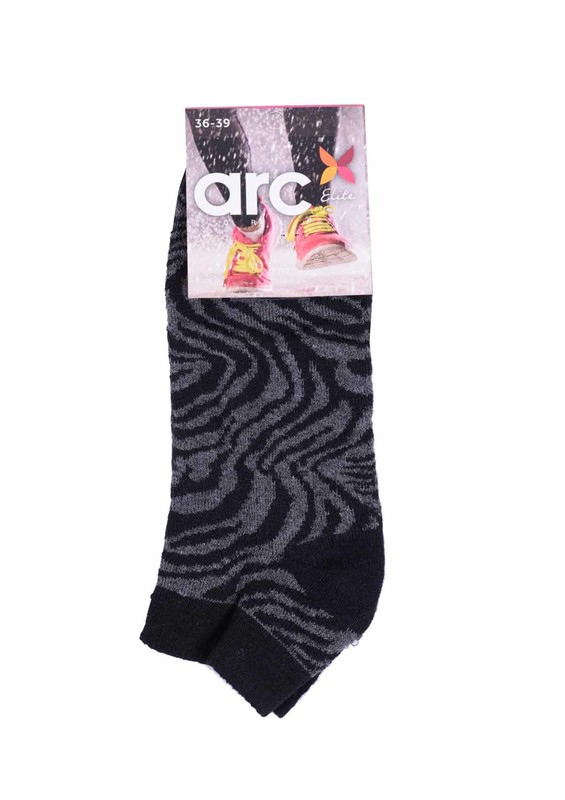 Arc Zebralı Havlu Patik Çorap | Füme - Thumbnail