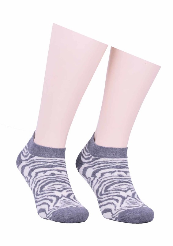 Arc Zebralı Havlu Patik Çorap | Gri - Thumbnail