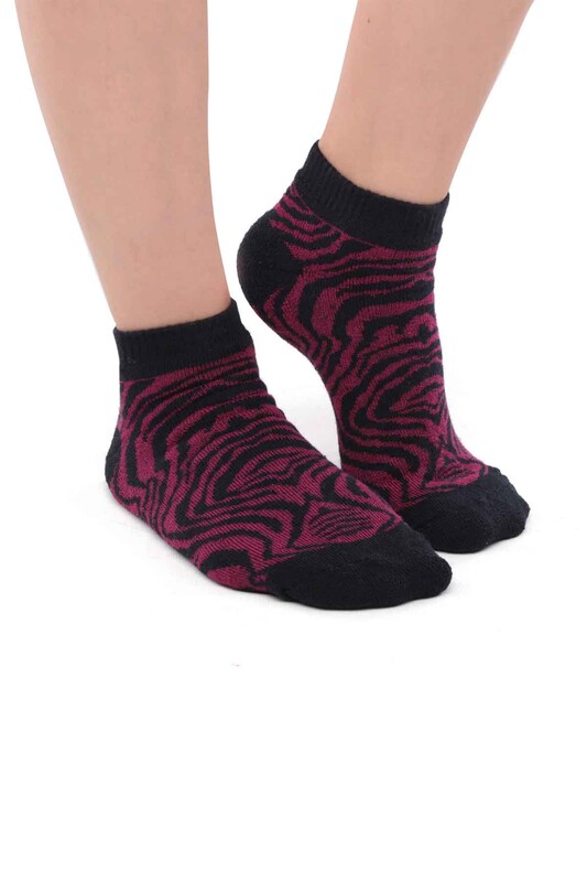 Arc Zebralı Havlu Patik Çorap | Mor - Thumbnail