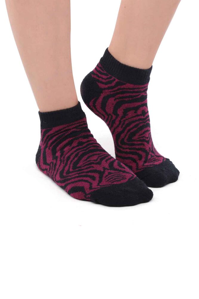 Arc Zebralı Havlu Patik Çorap | Mor