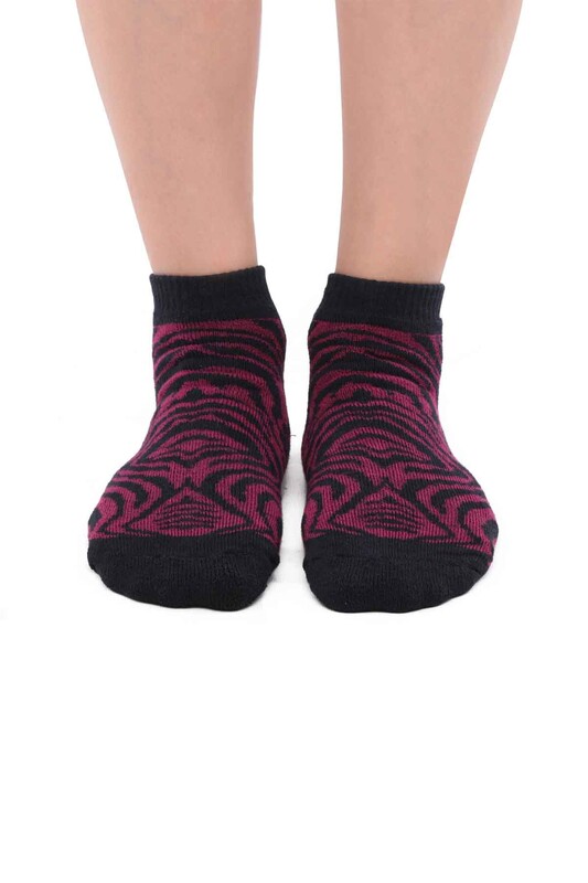 Arc Zebralı Havlu Patik Çorap | Mor - Thumbnail