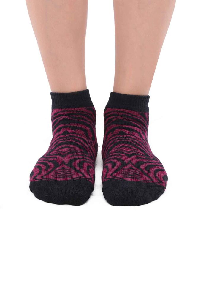 Arc Zebralı Havlu Patik Çorap | Mor